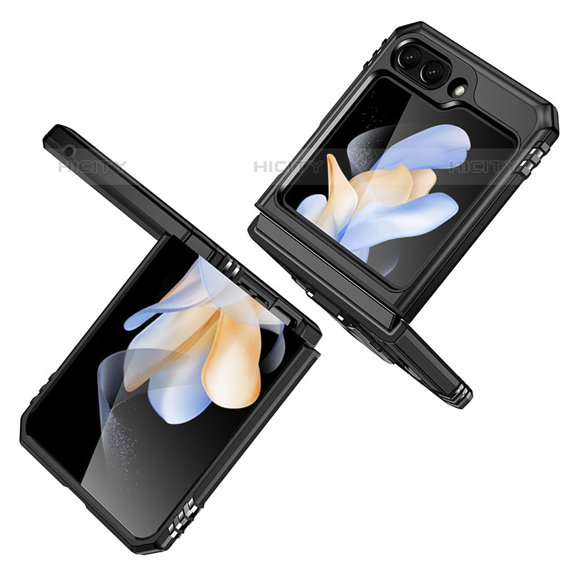 Samsung Galaxy Z Flip5 5G用ハイブリットバンパーケース スタンド プラスチック 兼シリコーン カバー マグネット式 MQ1 サムスン 