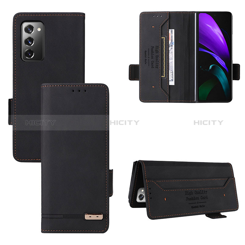 Samsung Galaxy Z Fold2 5G用手帳型 レザーケース スタンド カバー L08Z サムスン ブラック