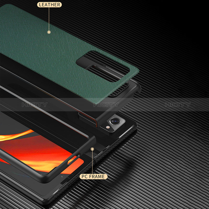 Samsung Galaxy Z Fold2 5G用ハイブリットバンパーケース 高級感 手触り良いレザー柄 兼プラスチック S05 サムスン 
