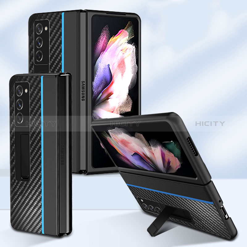 Samsung Galaxy Z Fold2 5G用ハイブリットバンパーケース 高級感 手触り良いレザー柄 兼プラスチック Z02 サムスン 