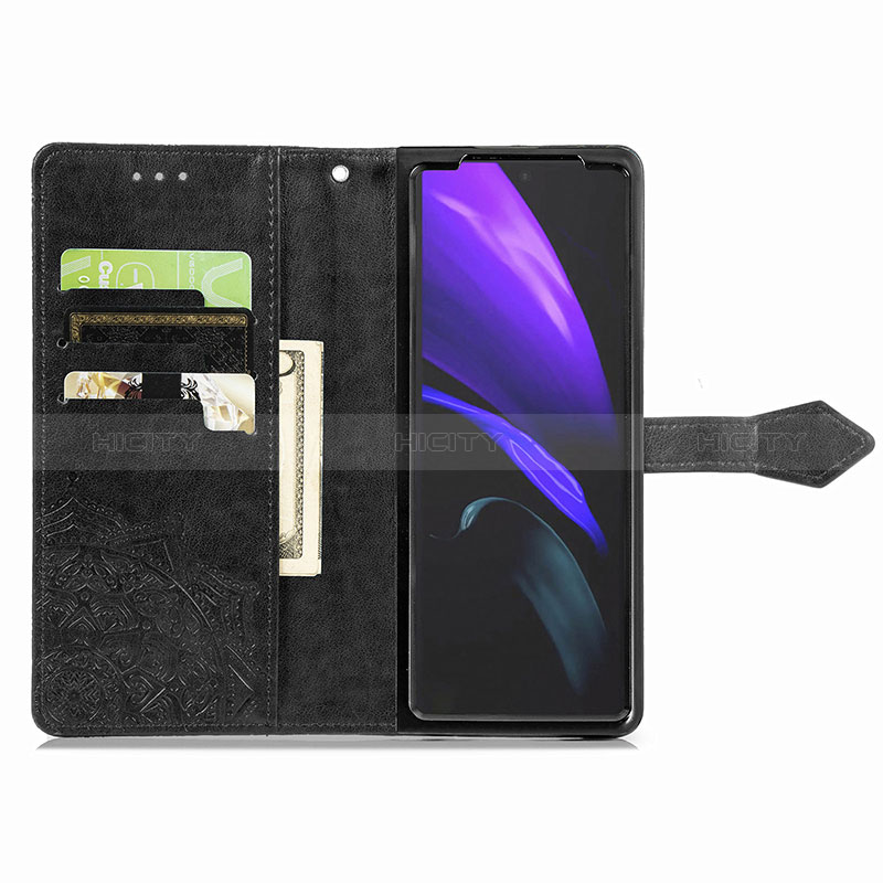 Samsung Galaxy Z Fold2 5G用手帳型 レザーケース スタンド パターン カバー サムスン 