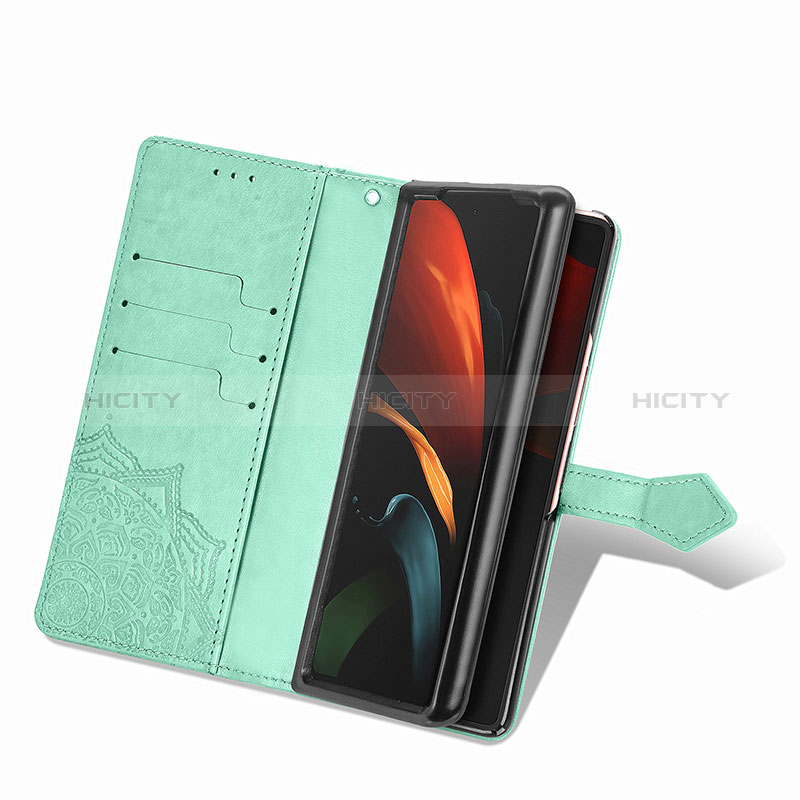 Samsung Galaxy Z Fold2 5G用手帳型 レザーケース スタンド パターン カバー サムスン 