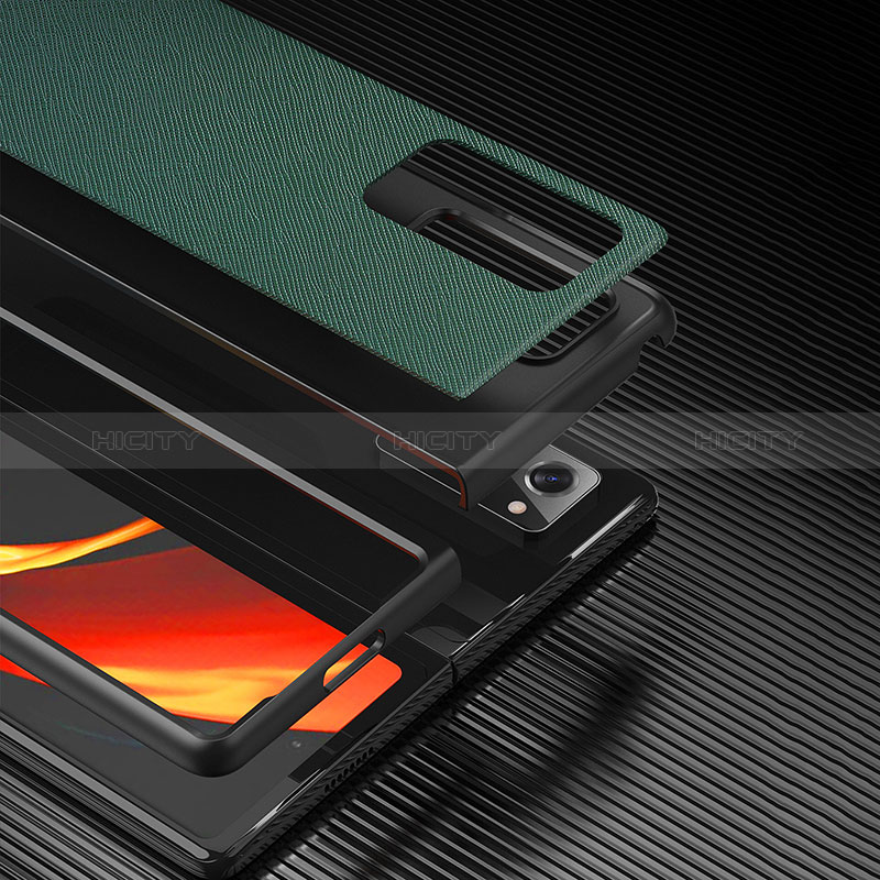Samsung Galaxy Z Fold2 5G用ハイブリットバンパーケース 高級感 手触り良いレザー柄 兼プラスチック S04 サムスン 