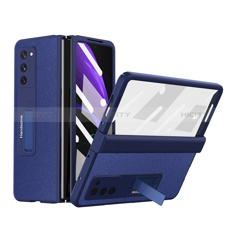 Samsung Galaxy Z Fold2 5G用ハイブリットバンパーケース 高級感 手触り良いレザー柄 兼プラスチック Z06 サムスン 