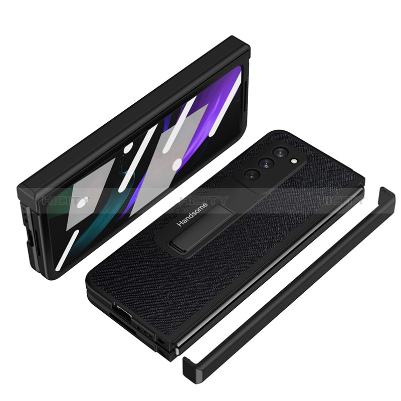 Samsung Galaxy Z Fold2 5G用ハイブリットバンパーケース 高級感 手触り良いレザー柄 兼プラスチック Z07 サムスン 
