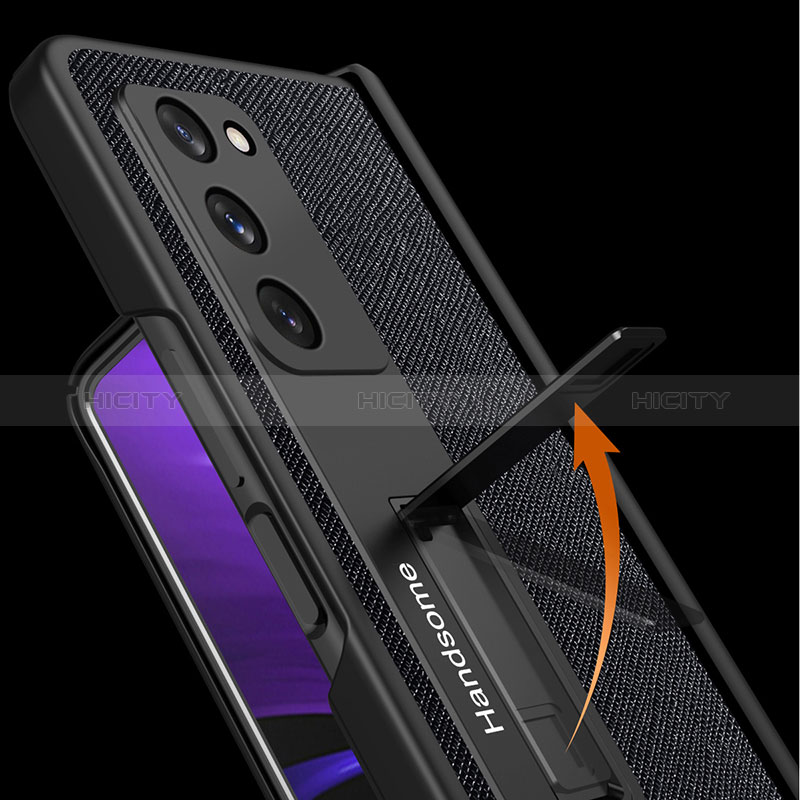 Samsung Galaxy Z Fold2 5G用ハイブリットバンパーケース 高級感 手触り良いレザー柄 兼プラスチック Z07 サムスン 