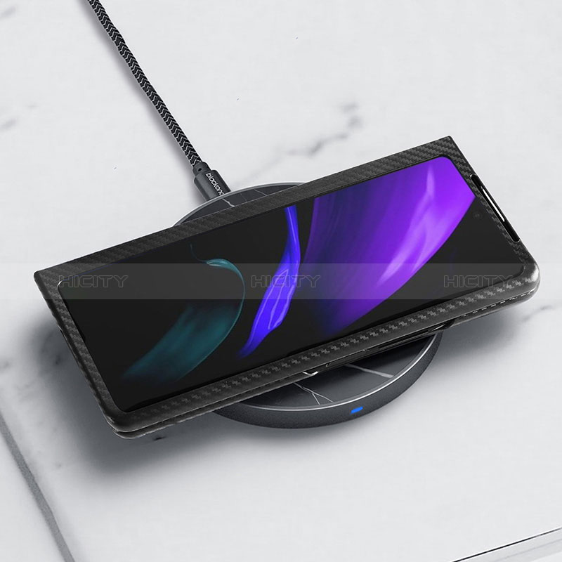 Samsung Galaxy Z Fold2 5G用ハイブリットバンパーケース 高級感 手触り良いレザー柄 兼プラスチック T01 サムスン 