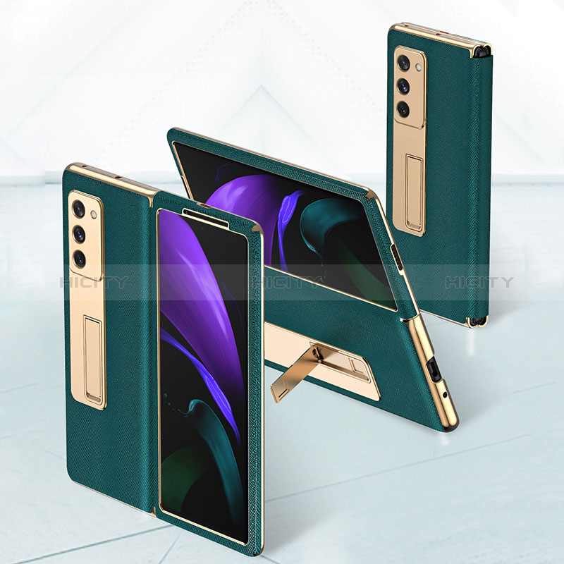 Samsung Galaxy Z Fold2 5G用ハイブリットバンパーケース 高級感 手触り良いレザー柄 兼プラスチック T02 サムスン 