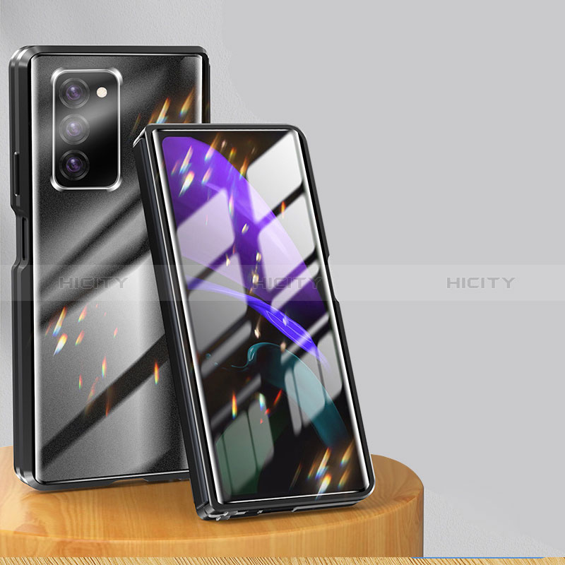 Samsung Galaxy Z Fold2 5G用ケース 高級感 手触り良い アルミメタル 製の金属製 360度 フルカバーバンパー 鏡面 カバー P01 サムスン 