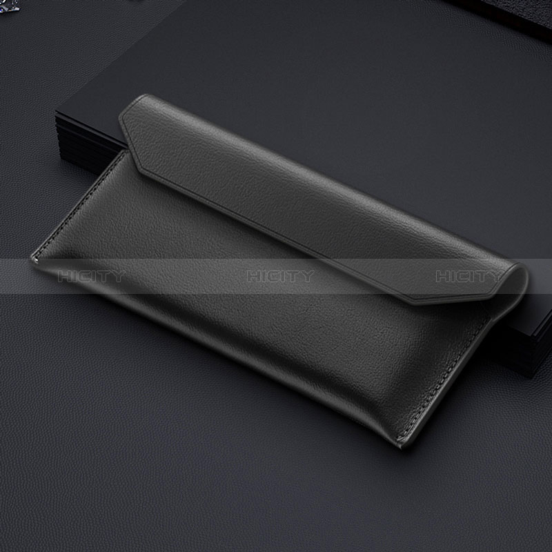 Samsung Galaxy Z Fold2 5G用ハンドバッグ ポーチ 財布型ケース レザー ユニバーサル サムスン ブラック