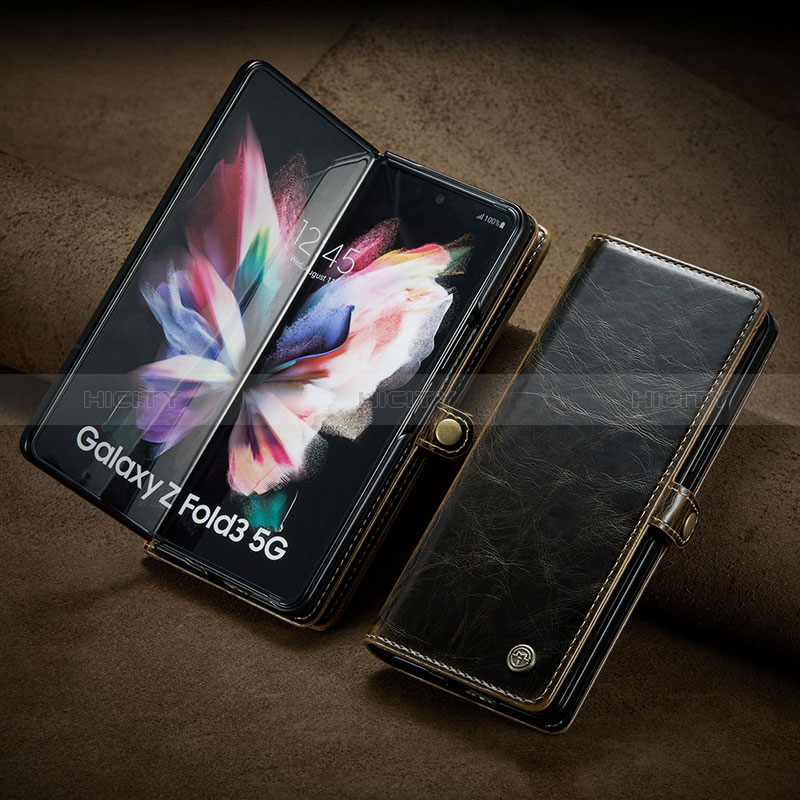 Samsung Galaxy Z Fold3 5G用手帳型 レザーケース スタンド カバー CS3 サムスン ブラウン