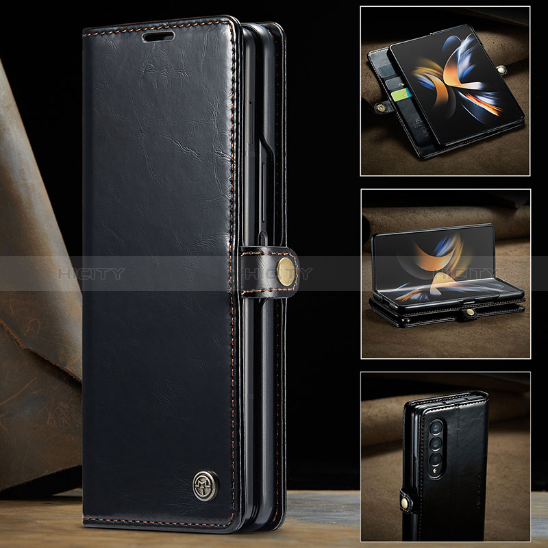 Samsung Galaxy Z Fold3 5G用手帳型 レザーケース スタンド カバー C02S サムスン ブラック