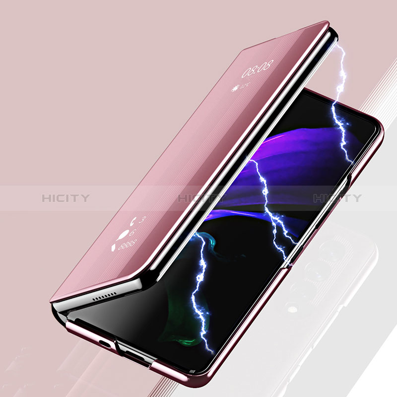 Samsung Galaxy Z Fold3 5G用手帳型 レザーケース スタンド 鏡面 カバー ZL2 サムスン 