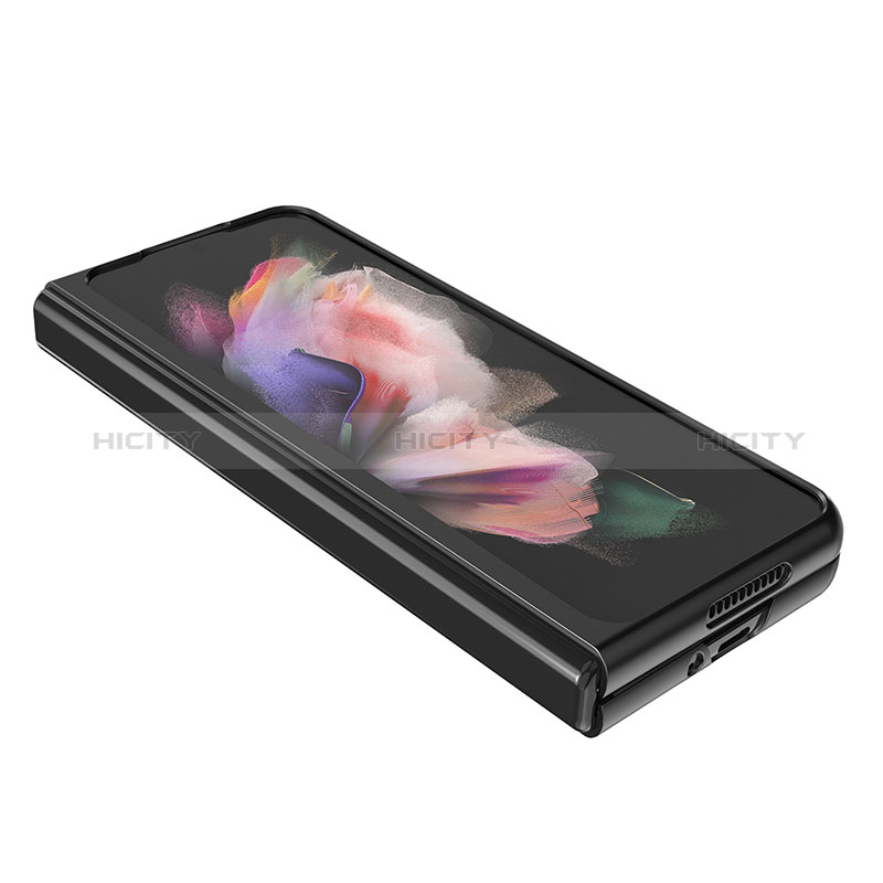 Samsung Galaxy Z Fold3 5G用ハイブリットバンパーケース 高級感 手触り良いレザー柄 兼プラスチック B08 サムスン 