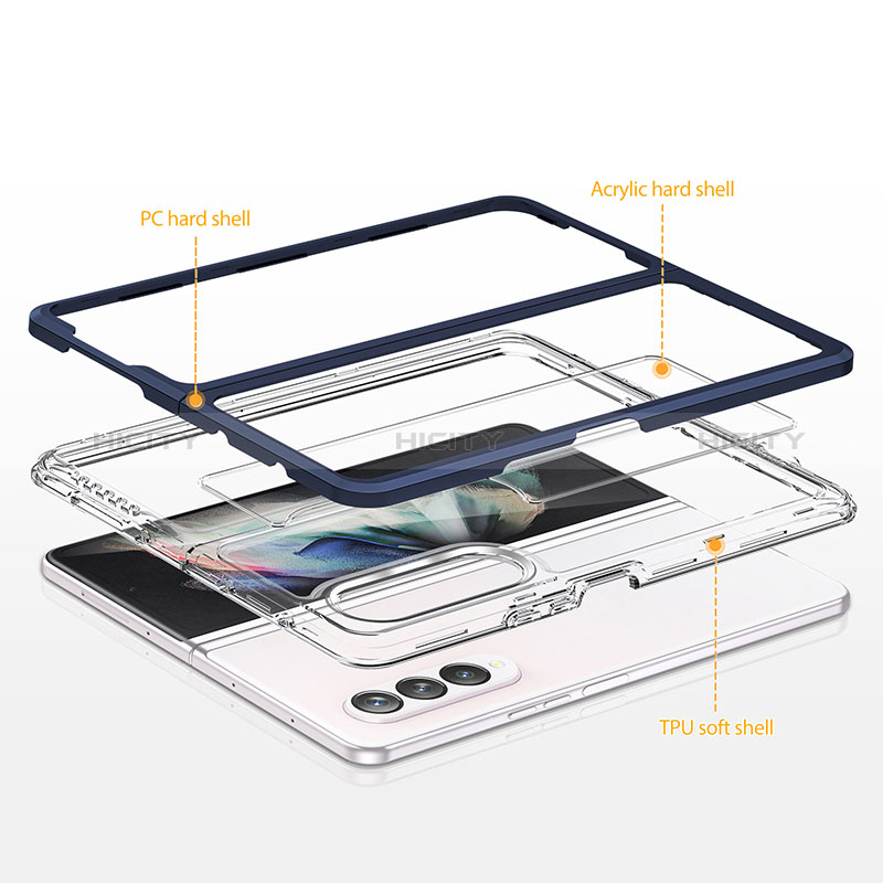 Samsung Galaxy Z Fold3 5G用ハイブリットバンパーケース クリア透明 プラスチック 鏡面 カバー MQ1 サムスン 