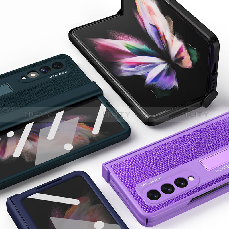 Samsung Galaxy Z Fold3 5G用ハイブリットバンパーケース 高級感 手触り良いレザー柄 兼プラスチック ZL7 サムスン 