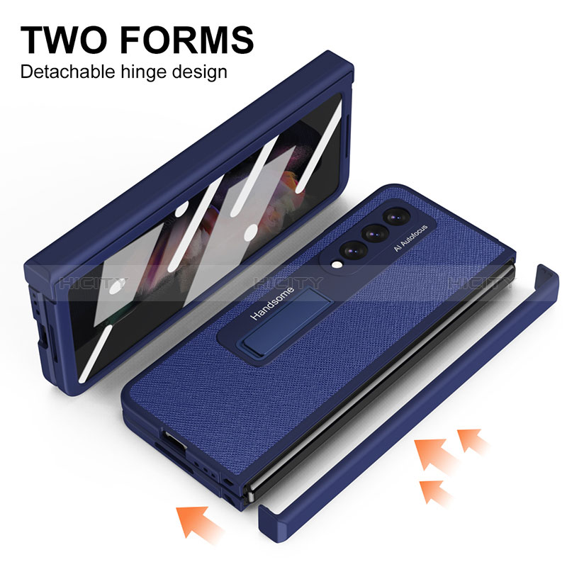 Samsung Galaxy Z Fold3 5G用ハイブリットバンパーケース 高級感 手触り良いレザー柄 兼プラスチック ZL7 サムスン 