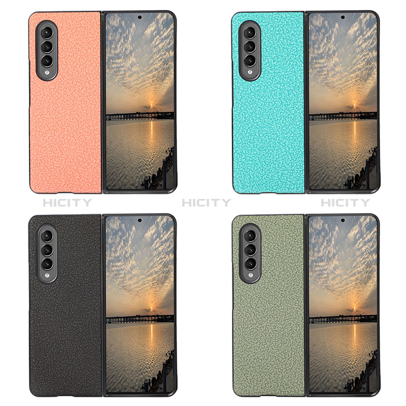 Samsung Galaxy Z Fold3 5G用ハイブリットバンパーケース 高級感 手触り良いレザー柄 兼プラスチック R04 サムスン 