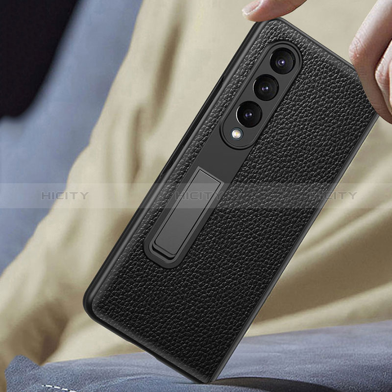 Samsung Galaxy Z Fold3 5G用ハイブリットバンパーケース 高級感 手触り良いレザー柄 兼プラスチック T01 サムスン 