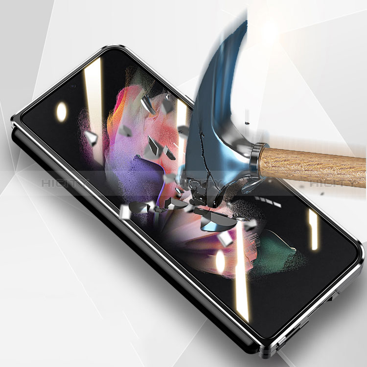 Samsung Galaxy Z Fold3 5G用ケース 高級感 手触り良い アルミメタル 製の金属製 360度 フルカバーバンパー 鏡面 カバー P05 サムスン 