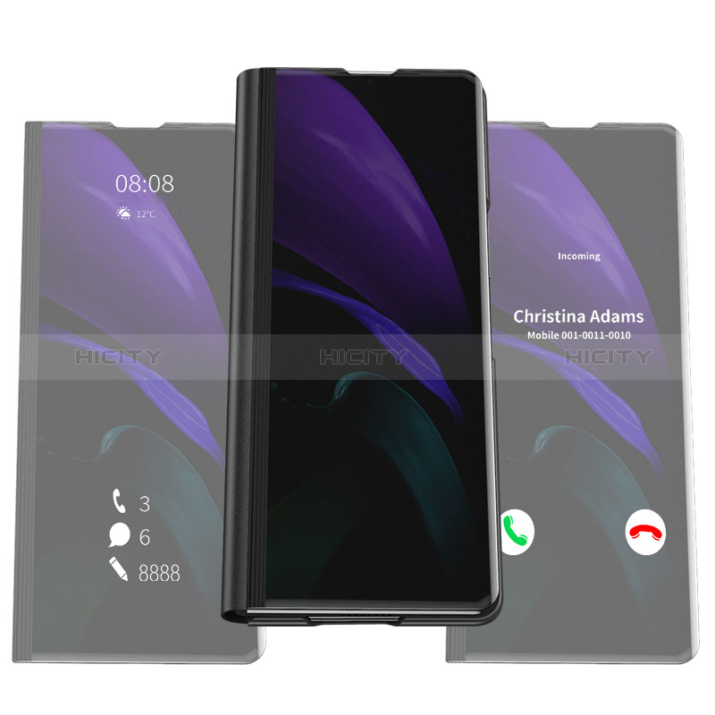 Samsung Galaxy Z Fold3 5G用手帳型 レザーケース スタンド 鏡面 カバー サムスン 