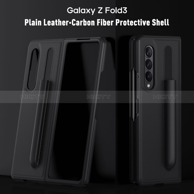 Samsung Galaxy Z Fold3 5G用ハイブリットバンパーケース 高級感 手触り良いレザー柄 兼プラスチック S02 サムスン 