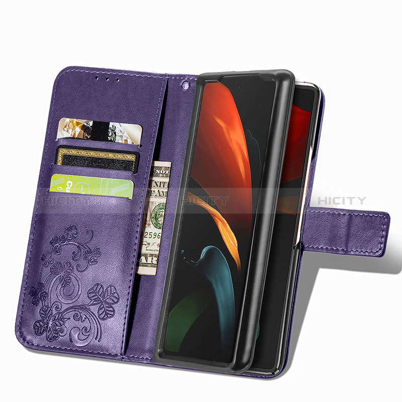 Samsung Galaxy Z Fold3 5G用手帳型 レザーケース スタンド 花 カバー サムスン 