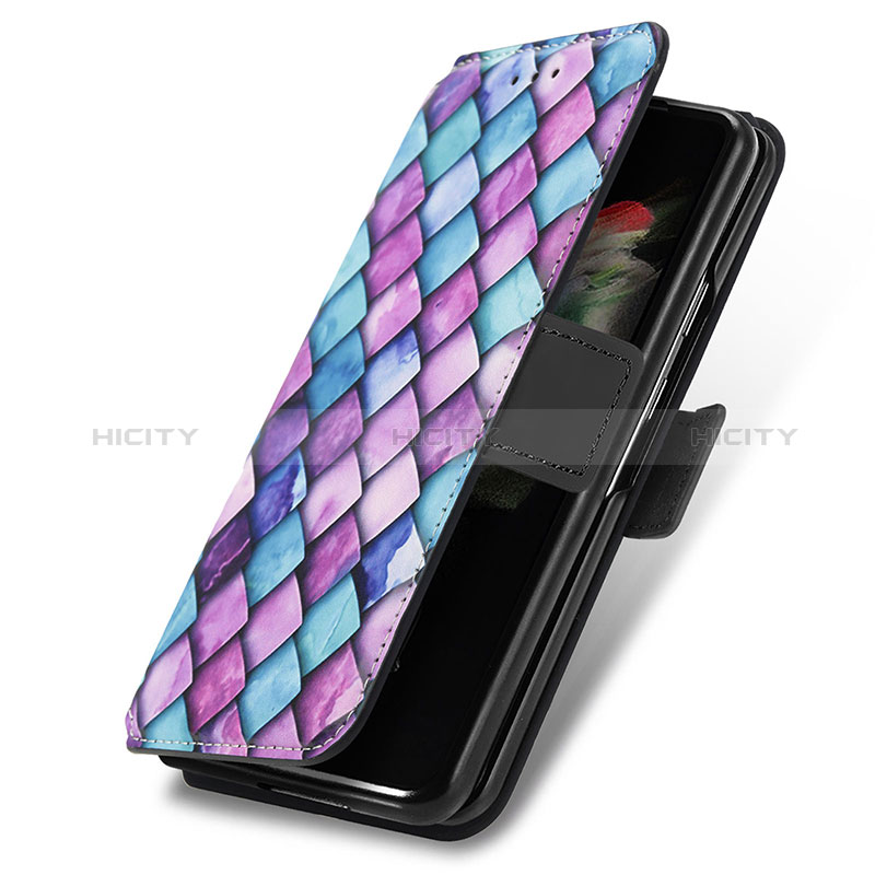 Samsung Galaxy Z Fold3 5G用手帳型 レザーケース スタンド パターン カバー S02D サムスン 