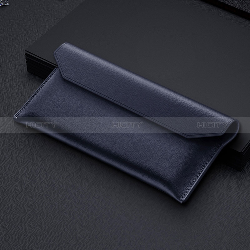 Samsung Galaxy Z Fold3 5G用ハンドバッグ ポーチ 財布型ケース レザー サムスン ネイビー