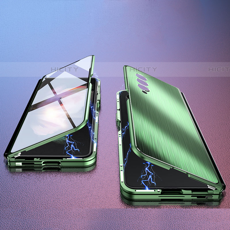 Samsung Galaxy Z Fold4 5G用360度 フルカバー ケース 高級感 手触り良い アルミメタル 製の金属製 P02 サムスン グリーン