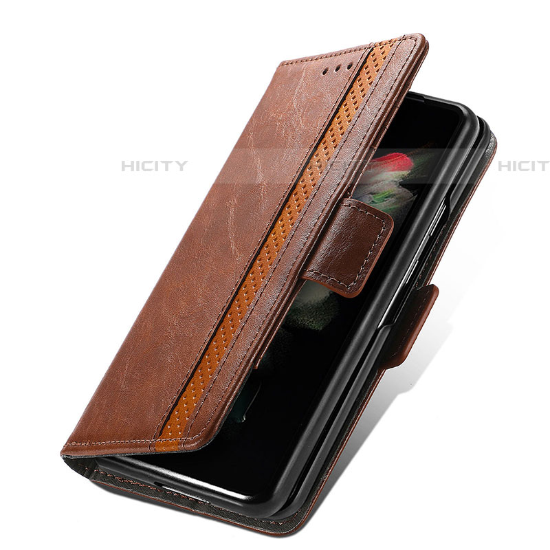 Samsung Galaxy Z Fold4 5G用手帳型 レザーケース スタンド カバー S03D サムスン ブラウン