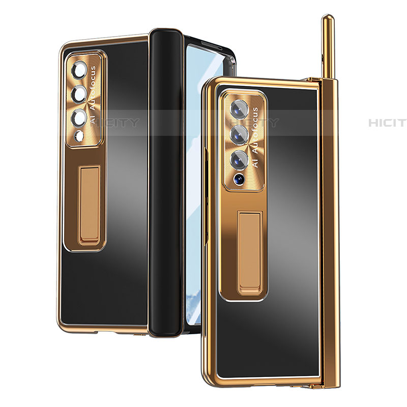 Samsung Galaxy Z Fold4 5G用ハードケース プラスチック 質感もマット カバー H05 サムスン ゴールド・ブラック