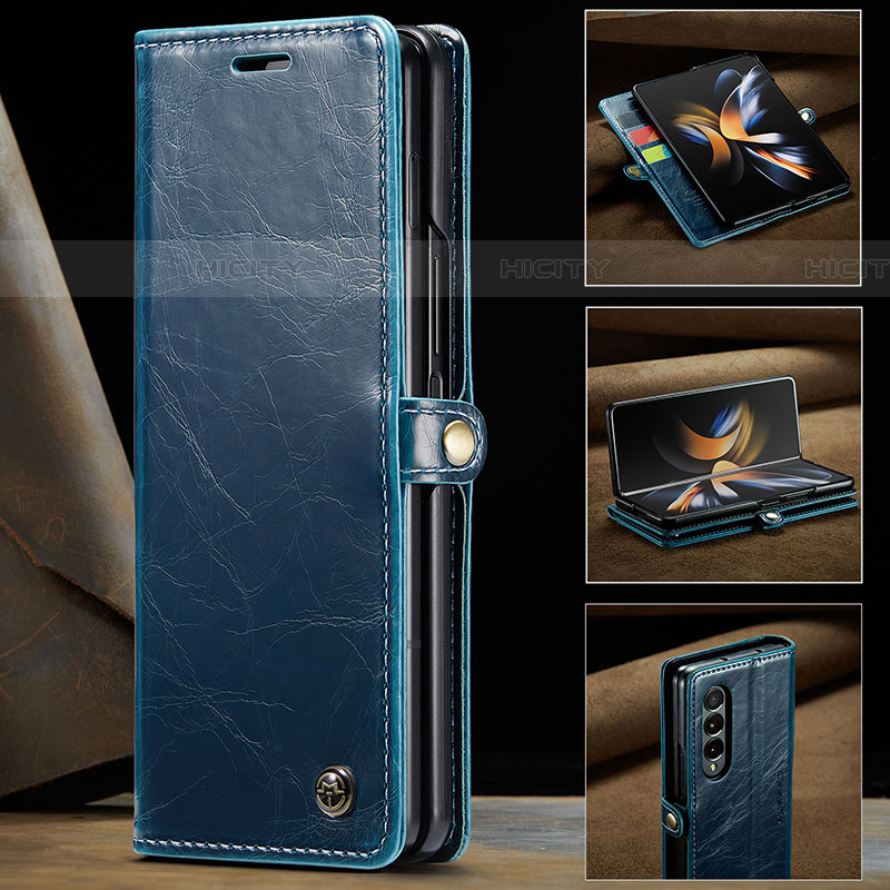 Samsung Galaxy Z Fold4 5G用手帳型 レザーケース スタンド カバー C02S サムスン ネイビー