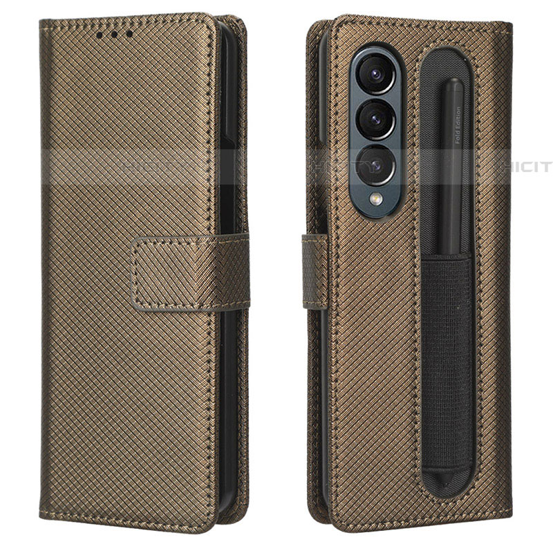 Samsung Galaxy Z Fold4 5G用手帳型 レザーケース スタンド カバー BY1 サムスン ブラウン