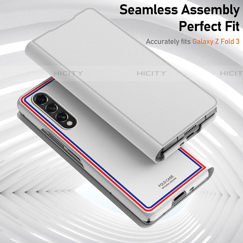Samsung Galaxy Z Fold4 5G用シリコンケース ソフトタッチラバー レザー柄 カバー サムスン グレー