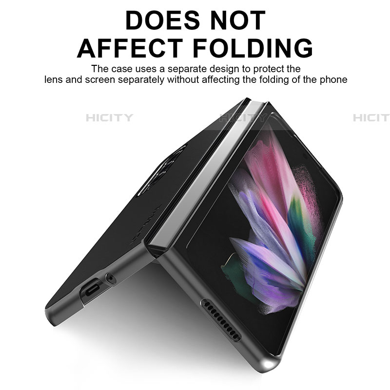 Samsung Galaxy Z Fold4 5G用ハイブリットバンパーケース 高級感 手触り良いレザー柄 兼プラスチック LC2 サムスン 