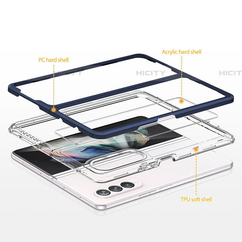 Samsung Galaxy Z Fold4 5G用ハイブリットバンパーケース クリア透明 プラスチック 鏡面 カバー MQ1 サムスン 