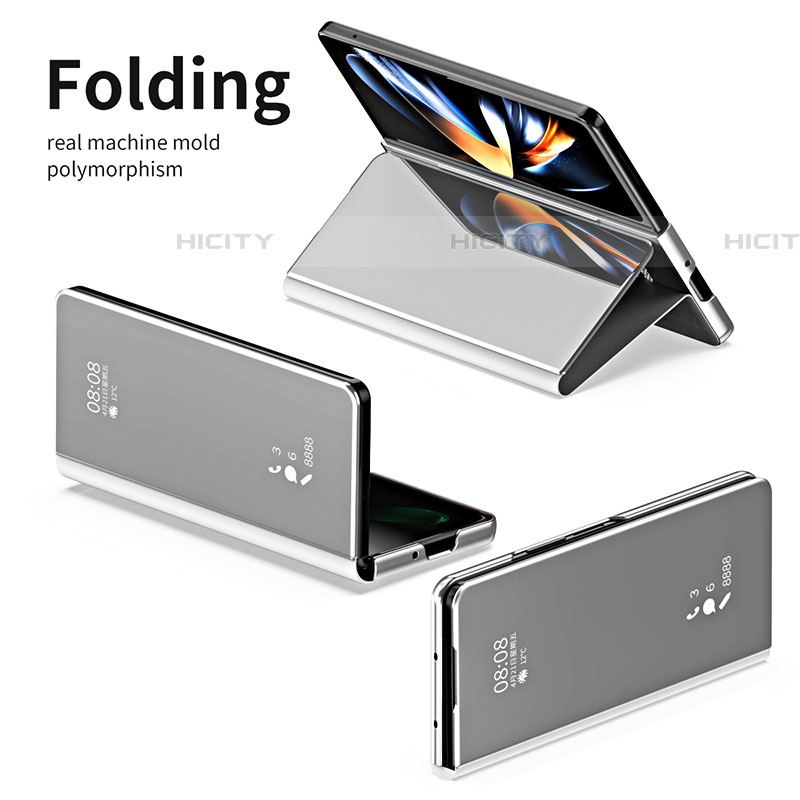 Samsung Galaxy Z Fold4 5G用手帳型 レザーケース スタンド 鏡面 カバー ZL1 サムスン 