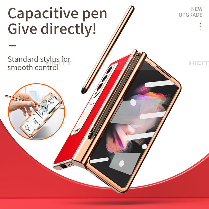 Samsung Galaxy Z Fold4 5G用ハイブリットバンパーケース 高級感 手触り良いレザー柄 兼プラスチック ZL1 サムスン 