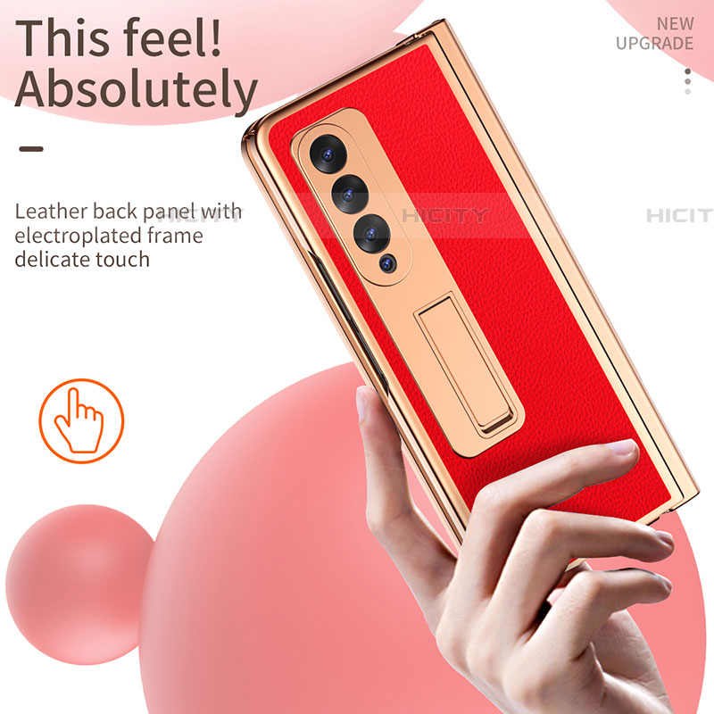 Samsung Galaxy Z Fold4 5G用ハイブリットバンパーケース 高級感 手触り良いレザー柄 兼プラスチック ZL1 サムスン 