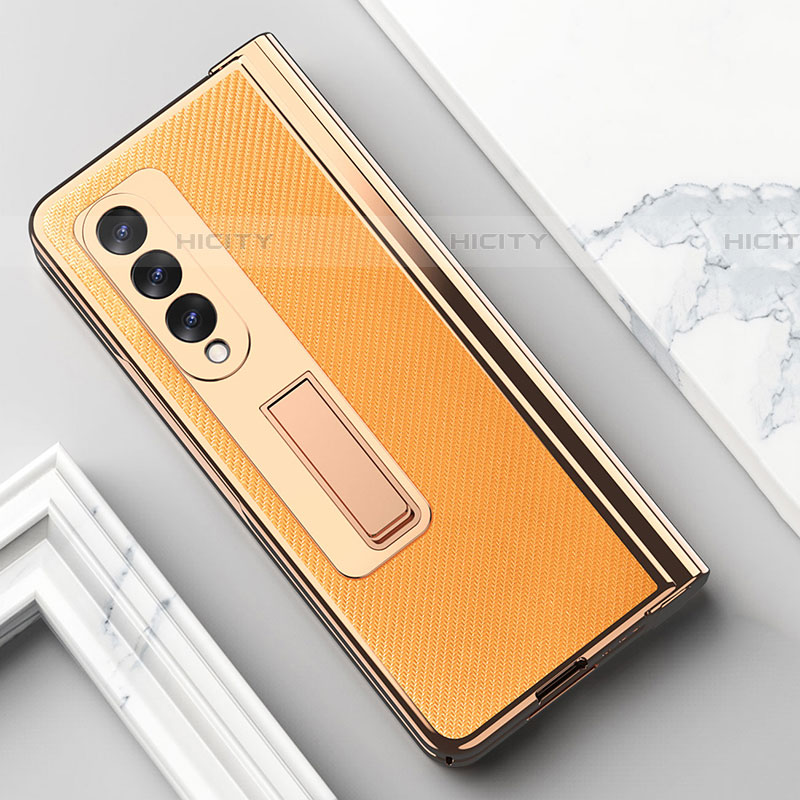 Samsung Galaxy Z Fold4 5G用ハイブリットバンパーケース 高級感 手触り良いレザー柄 兼プラスチック ZL3 サムスン