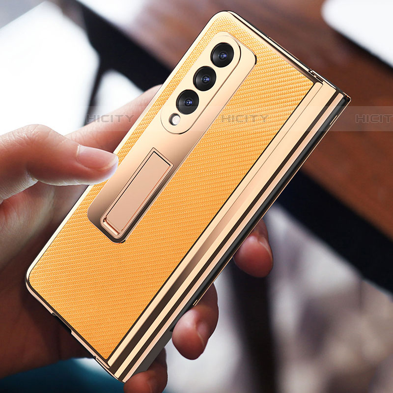 Samsung Galaxy Z Fold4 5G用ハイブリットバンパーケース 高級感 手触り良いレザー柄 兼プラスチック ZL3 サムスン