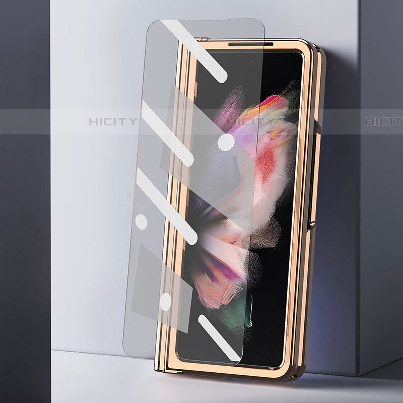 Samsung Galaxy Z Fold4 5G用ハイブリットバンパーケース 高級感 手触り良いレザー柄 兼プラスチック ZL3 サムスン