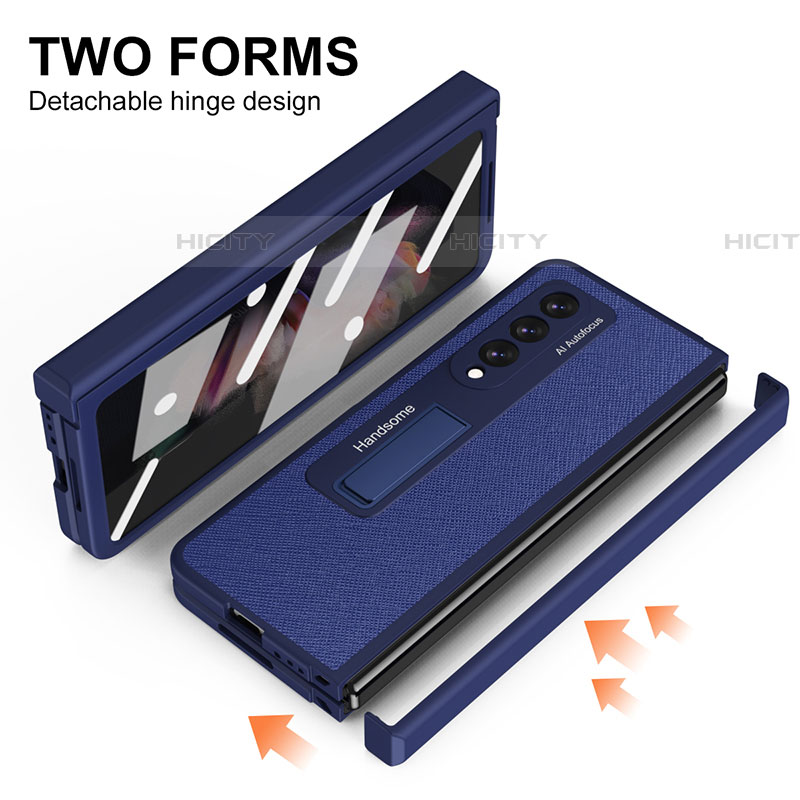 Samsung Galaxy Z Fold4 5G用ハイブリットバンパーケース 高級感 手触り良いレザー柄 兼プラスチック ZL7 サムスン 