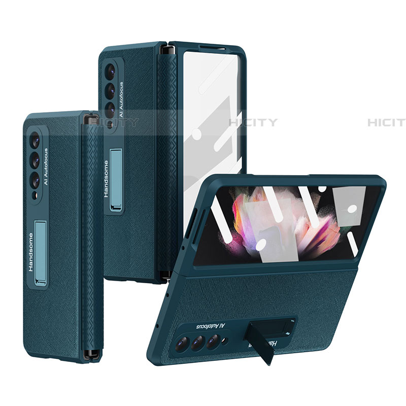 Samsung Galaxy Z Fold4 5G用ハイブリットバンパーケース 高級感 手触り良いレザー柄 兼プラスチック R09 サムスン 