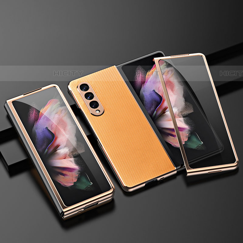 Samsung Galaxy Z Fold4 5G用ハイブリットバンパーケース 高級感 手触り良いレザー柄 兼プラスチック C03 サムスン 
