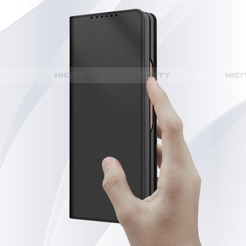 Samsung Galaxy Z Fold4 5G用ハイブリットバンパーケース 高級感 手触り良いレザー柄 兼プラスチック S04 サムスン 