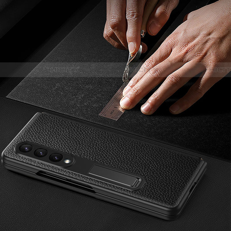 Samsung Galaxy Z Fold4 5G用ハイブリットバンパーケース 高級感 手触り良いレザー柄 兼プラスチック T01 サムスン 