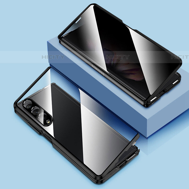 Samsung Galaxy Z Fold4 5G用ケース 高級感 手触り良い アルミメタル 製の金属製 360度 フルカバーバンパー 鏡面 カバー P02 サムスン 