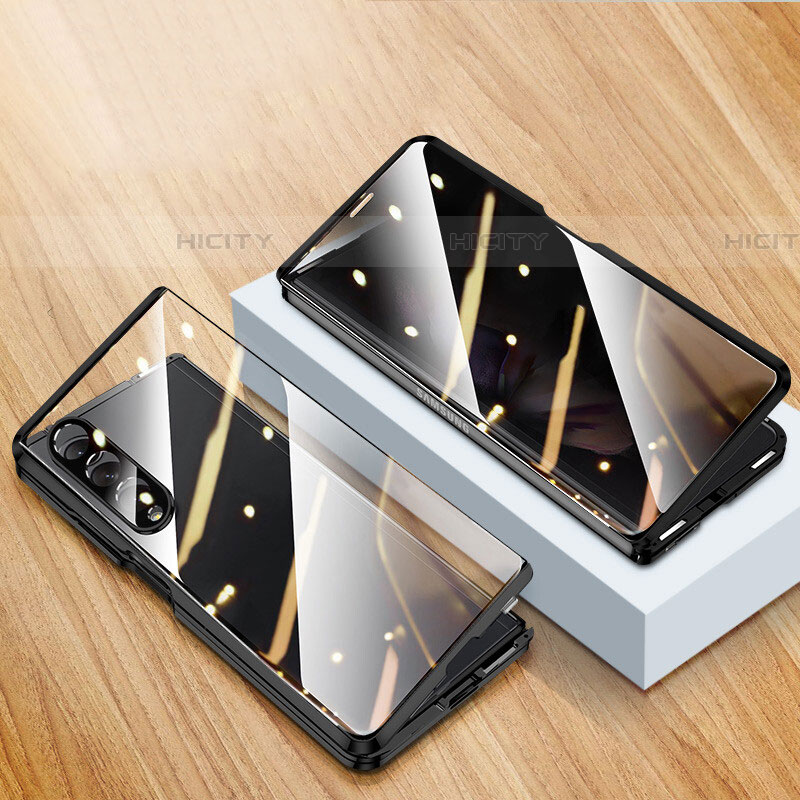 Samsung Galaxy Z Fold4 5G用ケース 高級感 手触り良い アルミメタル 製の金属製 360度 フルカバーバンパー 鏡面 カバー P02 サムスン 